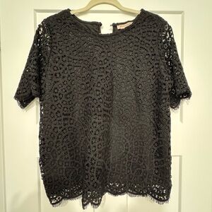 PHILOSOPHY | Black Eyelet Lace Dressy Short Sleeve Shirt | Women’s medium